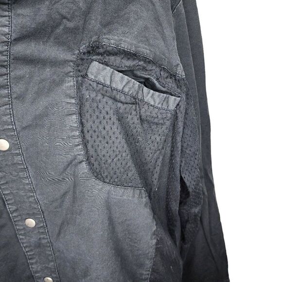 Vintage 90s Snap Front Shirt Mens Size XL Black Goth Punk Mesh Back - Picture 5 of 9